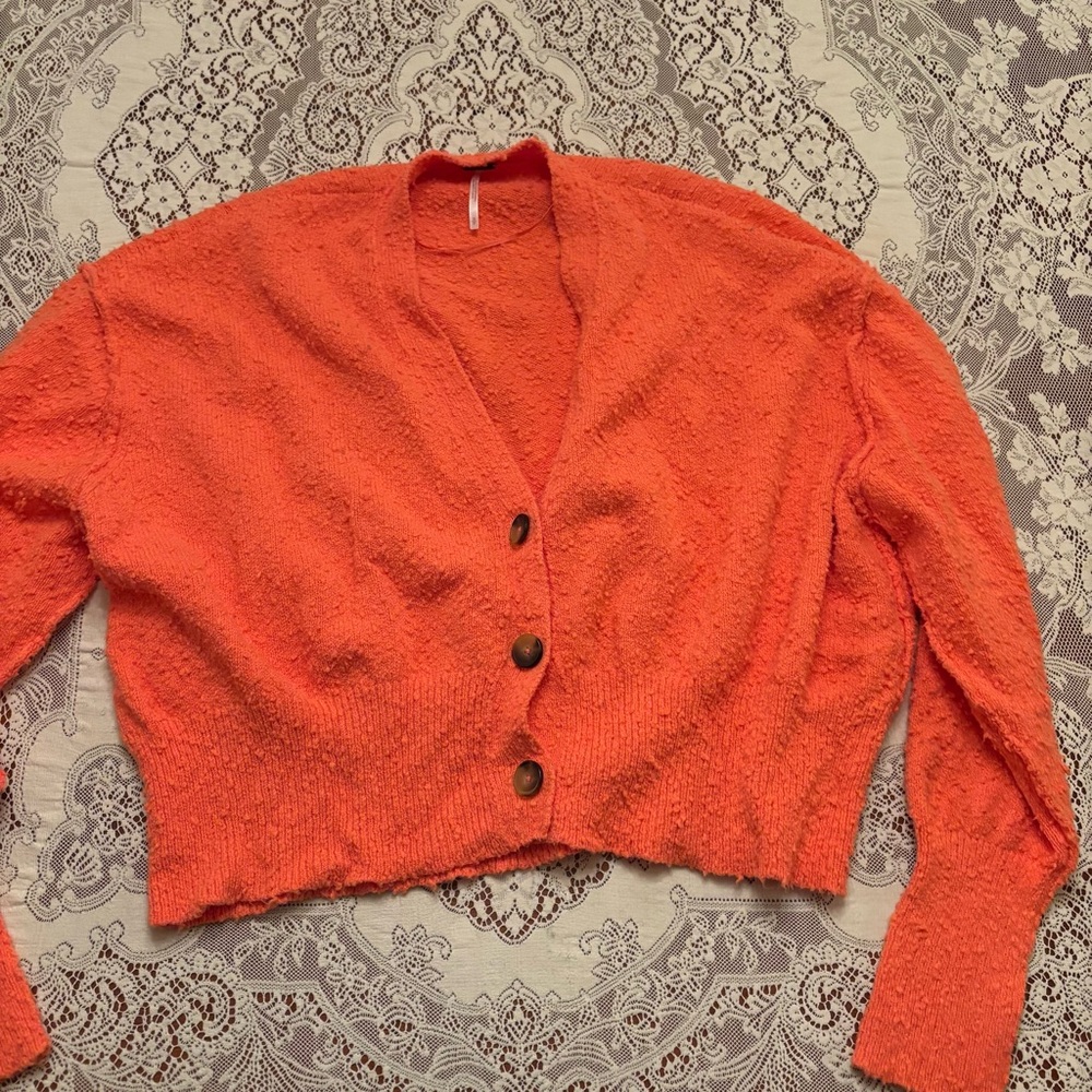 orange free people cardigan